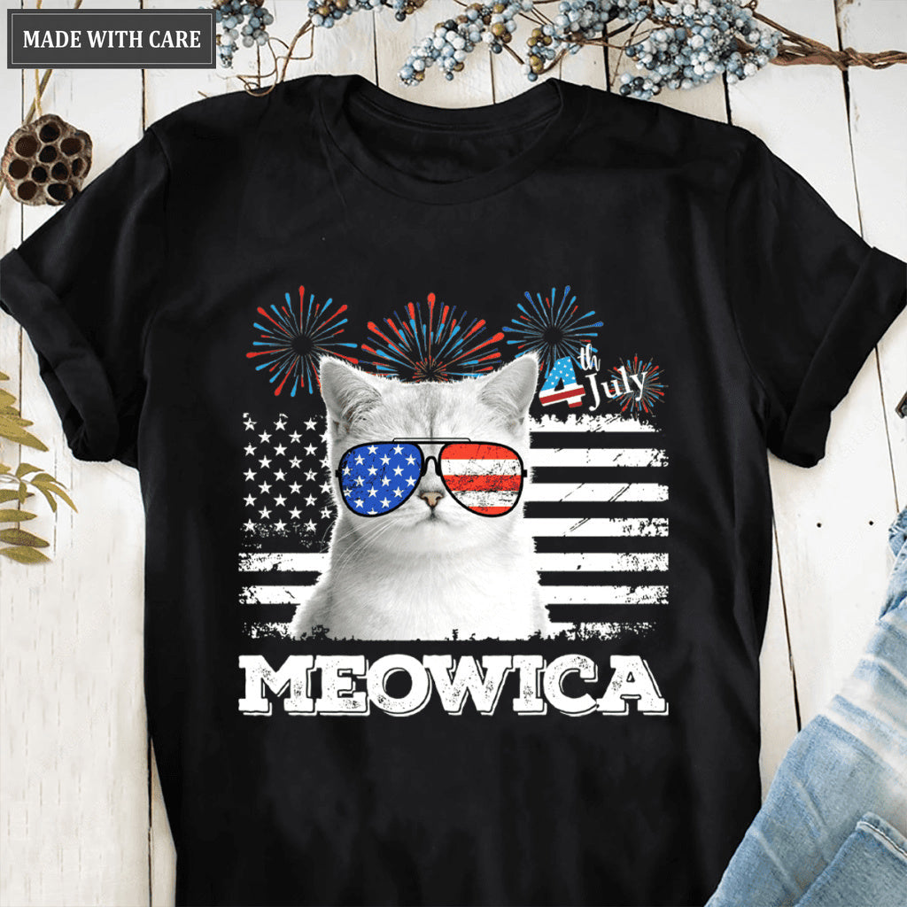 Retro Meowica Cat - Personalized Custom Unisex T-Shirt
