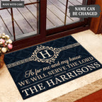 Printfamily L211 Elegant Vintage Monogram Collection As For My House Personalized Doormat