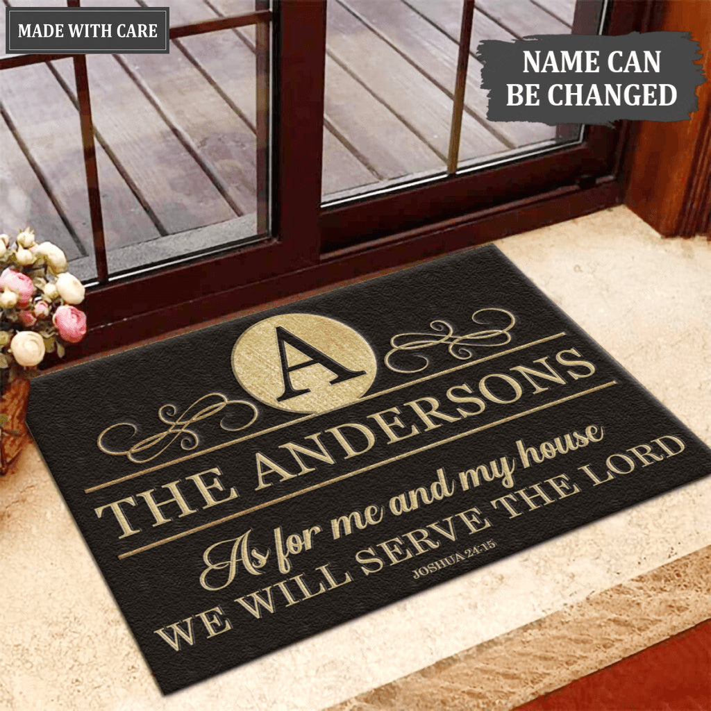 Printfamily L212 Elegant Vintage Monogram Collection As For My House Personalized Doormat