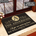 Printfamily L212 Elegant Vintage Monogram Collection As For My House Personalized Doormat