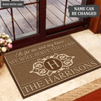 Printfamily L215 Elegant Vintage Monogram Collection As For My House Personalized Doormat