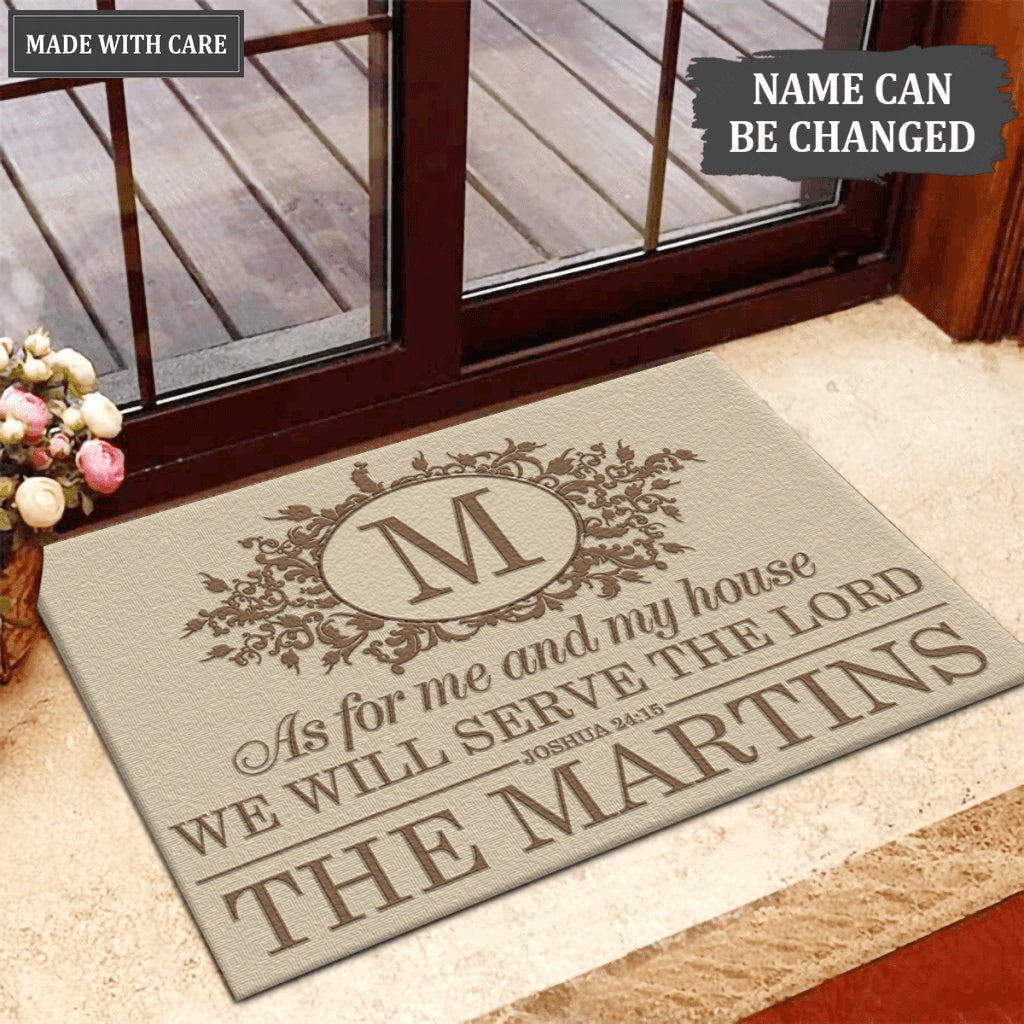 Printfamily L216 Elegant Vintage Monogram Collection As For My House Personalized Doormat