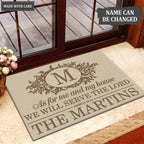 Printfamily L216 Elegant Vintage Monogram Collection As For My House Personalized Doormat