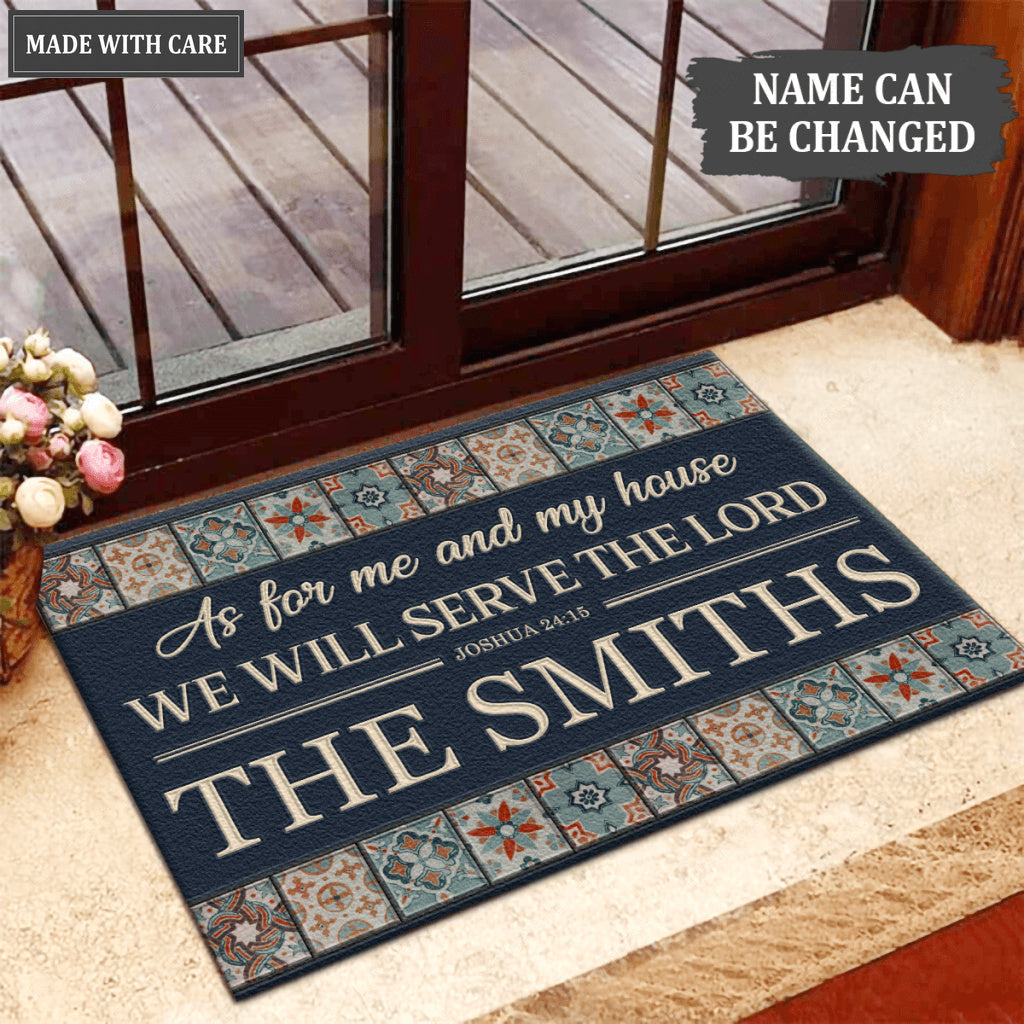 Printfamily L217 Elegant Vintage Monogram Collection As For My House Personalized Doormat