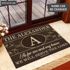 Printfamily L219 Luxury Vintage Monogram Collection As For My House Personalized Doormat