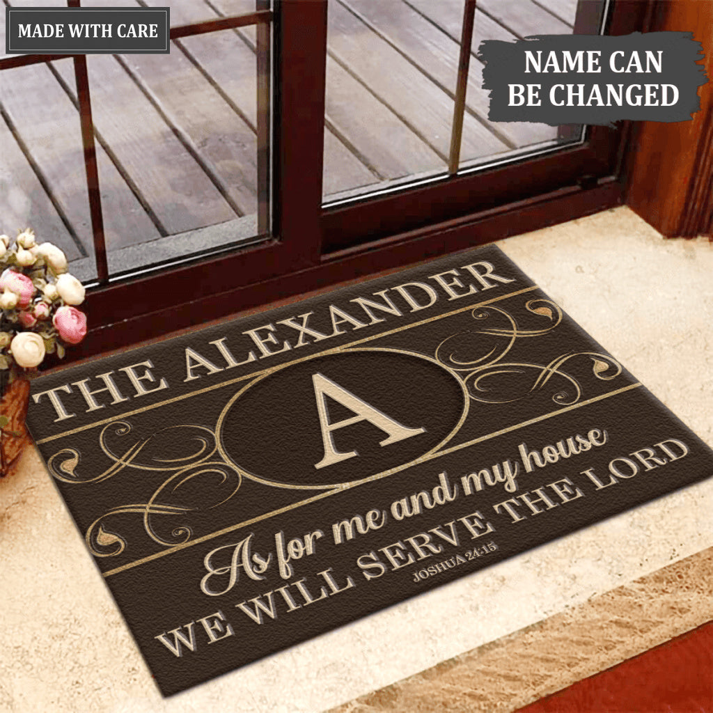 Printfamily L219 Luxury Vintage Monogram Collection As For My House Personalized Doormat