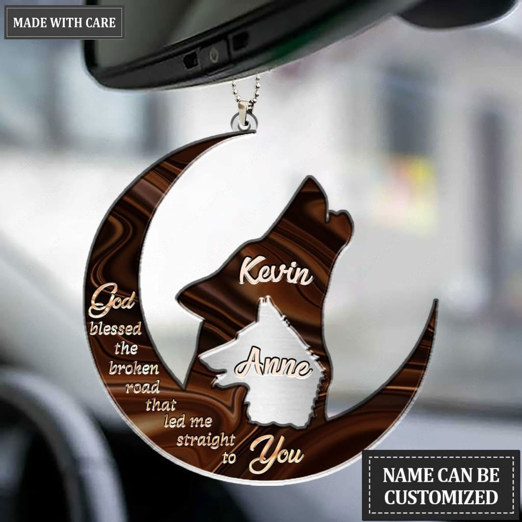 Printfamily M50 Wolf Couple God Blessed Personalized Ornament