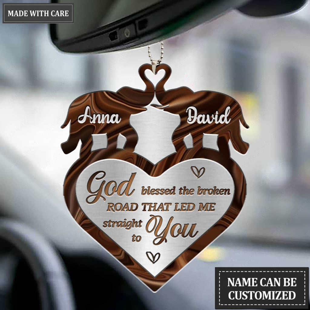 Luvingrace M54 Elephant Couple God Blessed Personalized Ornament