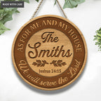 Personalized Family Serve The Lord Wood Circle Sign