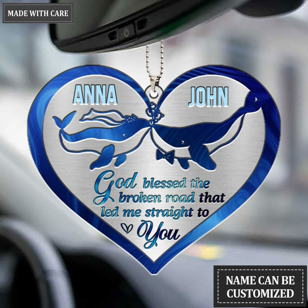 Printfamily M61 Whale Couple God Blessed Personalized Ornament