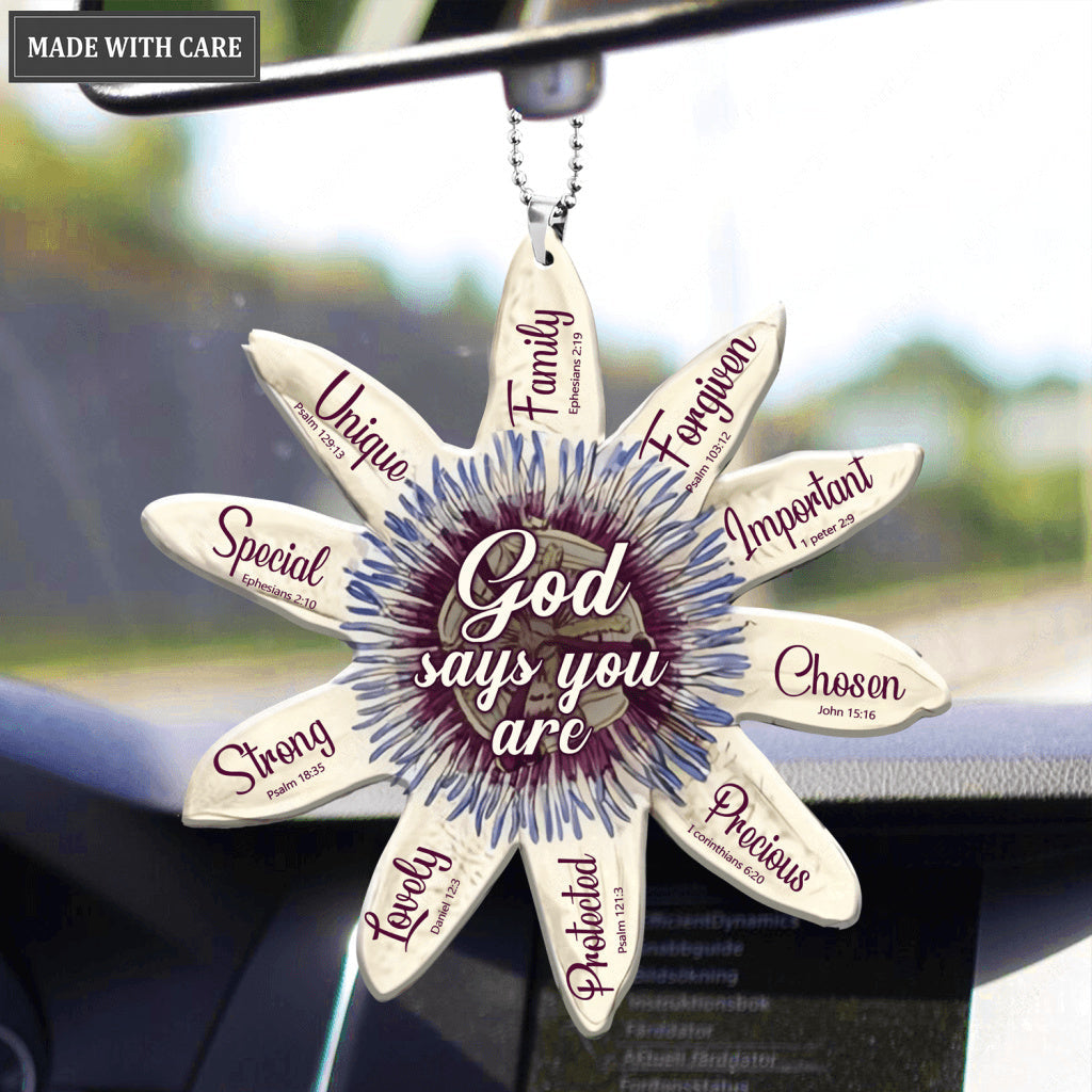 Blue Passion Flower God Says Ornament