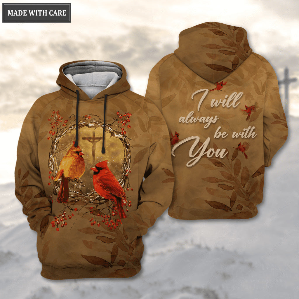 Christmas Cardinal Cross I Will  Always Be With You Hoodie