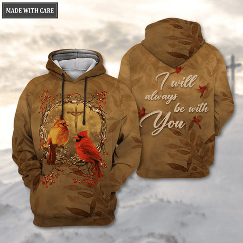 Christmas Cardinal Cross I Will  Always Be With You Hoodie