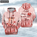 Christmas Forest Cardinal Flower Cross I Will Always Be With You Hoodie