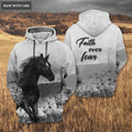 Flower Cross Black Horse Faith Over Fear Hoodie