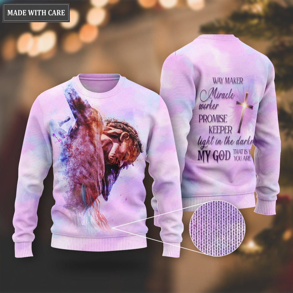 Jesus On Cross Way Maker My God Wool Sweatshirt