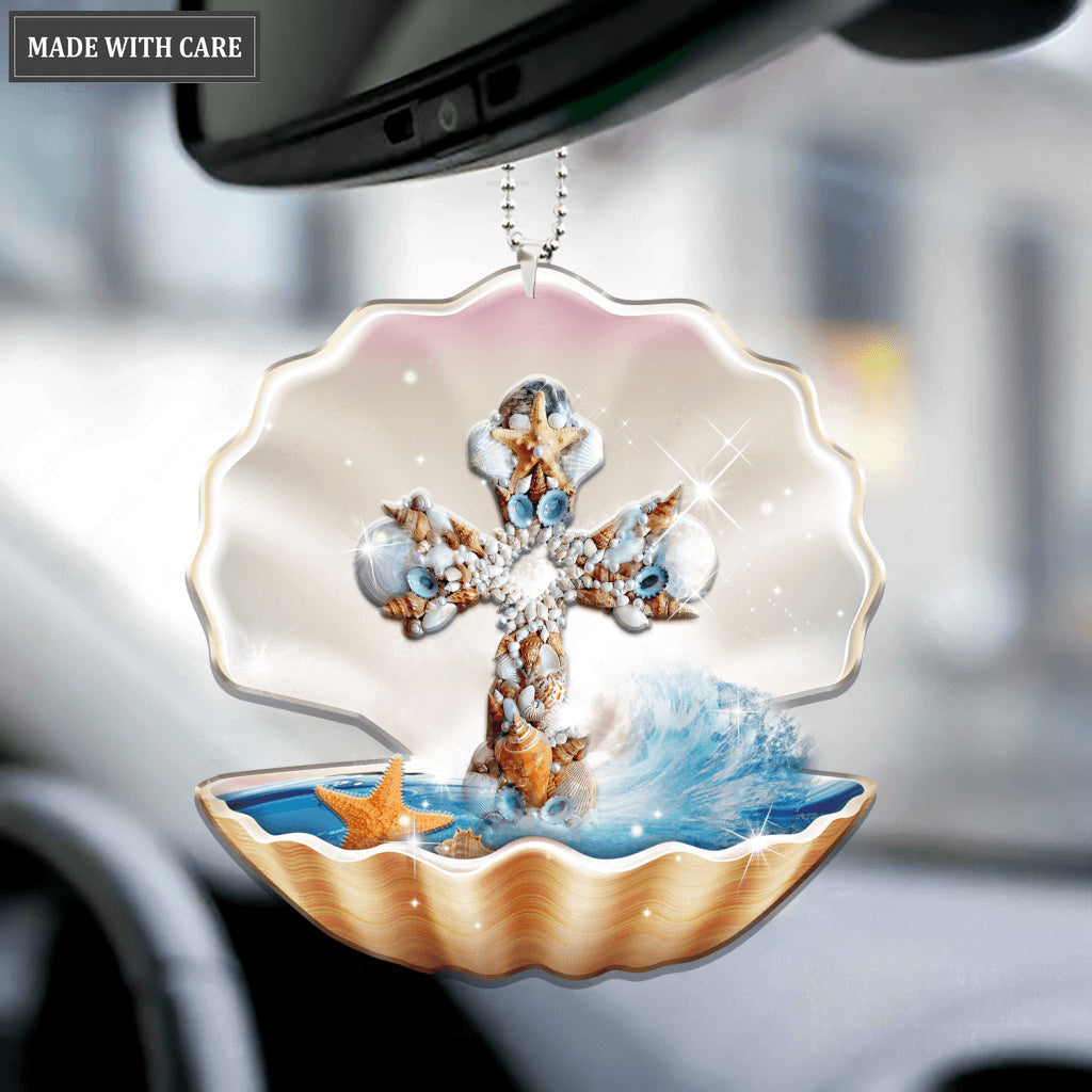 Cross In Seashell Ornament
