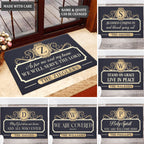 Elegant Navy Family Home Personalized Doormat