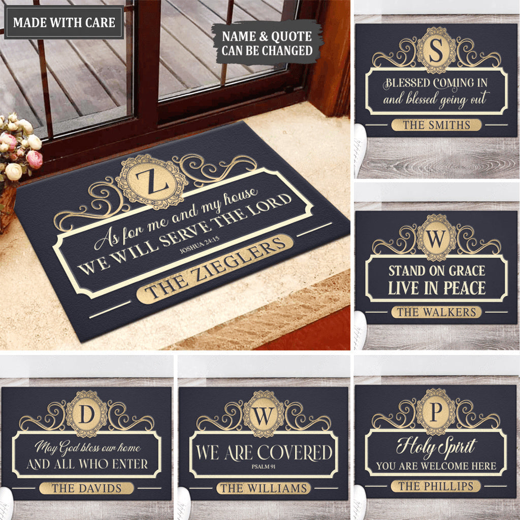 Elegant Navy Family Home Personalized Doormat
