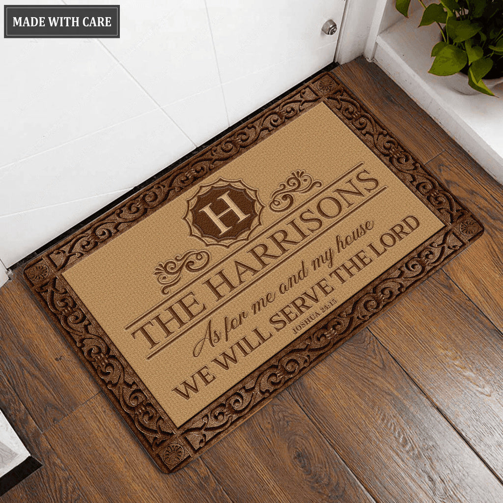 Luvingrace L195 Vintage Monogram Collection As For My House Personalized Doormat