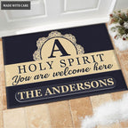 Printfamily M100 Elegant Monogram Collection Holy Spirit Personalized Doormat