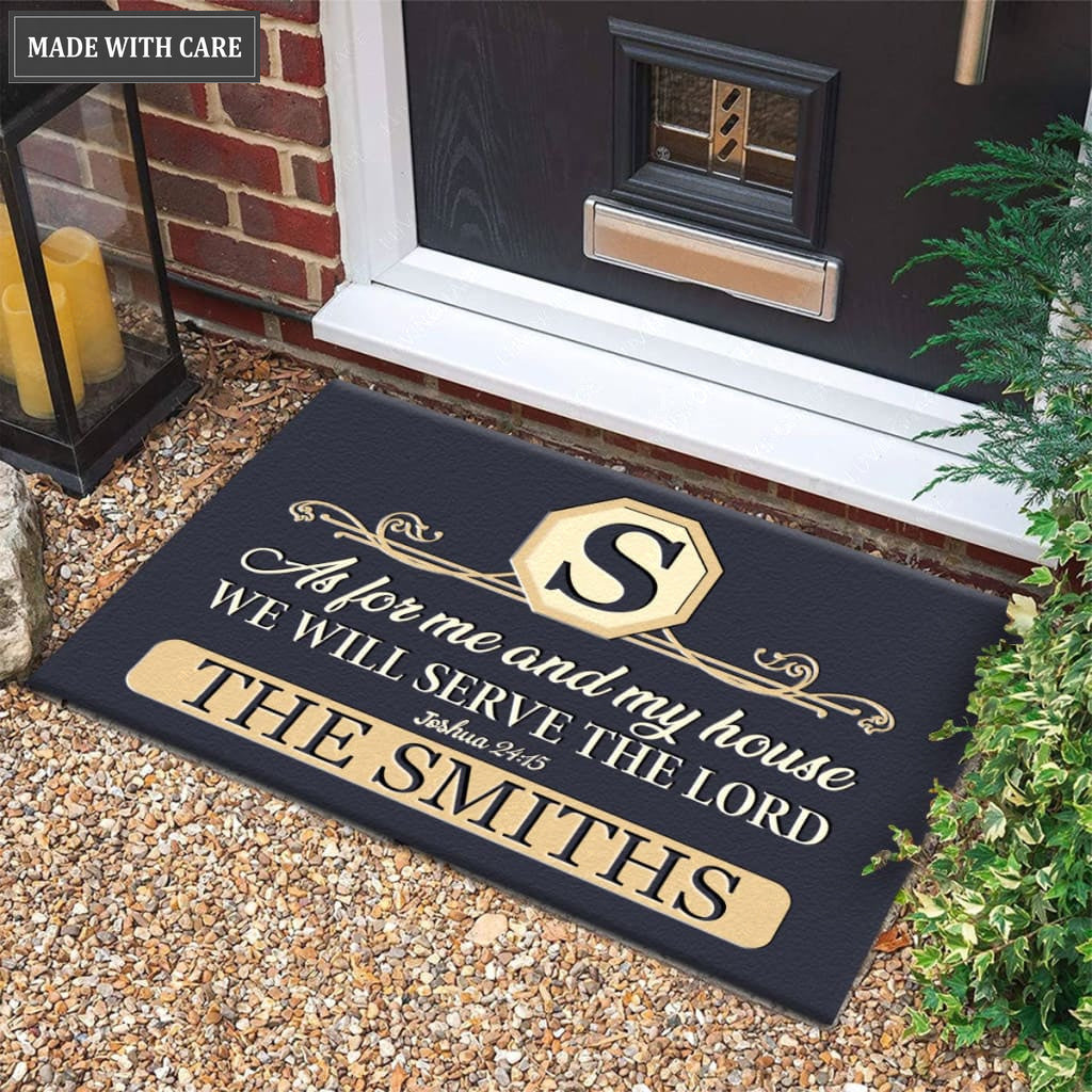 Printfamily M106 Luxury Monogram Collection As For My House Personalized Doormat