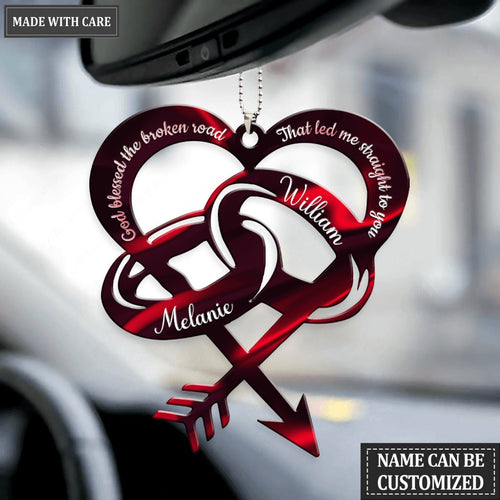 Arrow With Couple Rings God Blessed Personalized Ornament