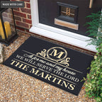 Printfamily M108 Luxury Monogram Collection As For My House Personalized Doormat