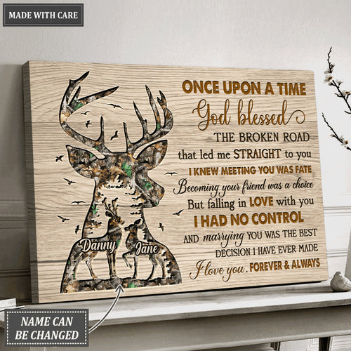 Camo Buck And Doe God Blessed The Broken Road Wall Art