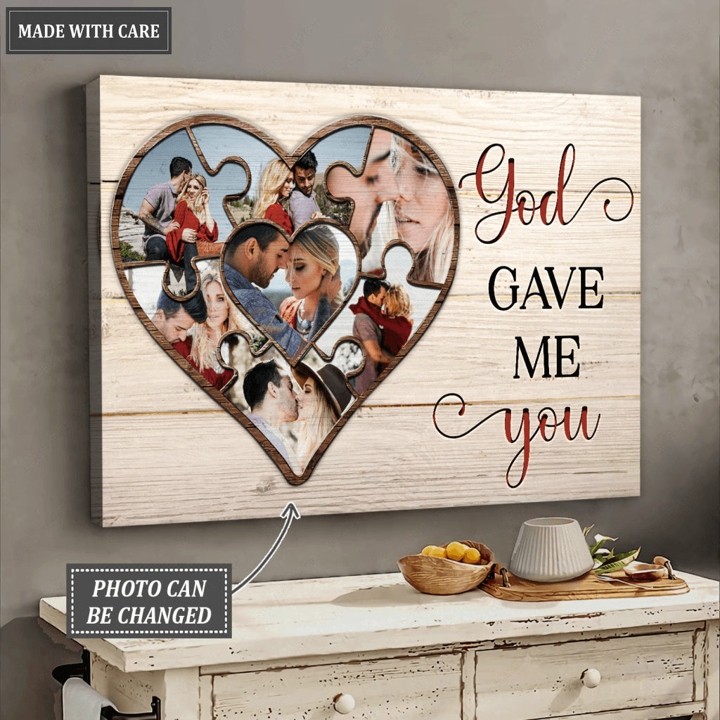 God Gave Me You Puzzle Heart Wall Art
