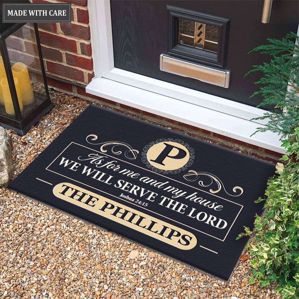 Luvingrace M95 Elegant Monogram Collection As For My House Personalized Doormat
