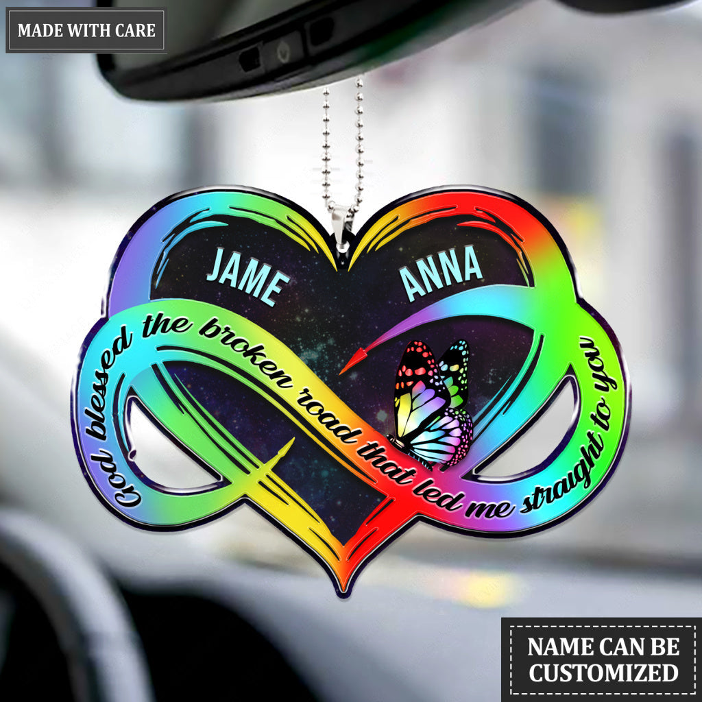 Personalized Colorful Hologram Infinity Heart Ornament