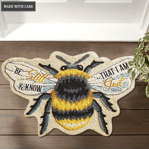 Be Still And Know That I Am God Bee Shaped Luxurious Doormat