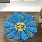 Blue Sunflower God Says You Are Fluffy Shaped Luxurious Doormat