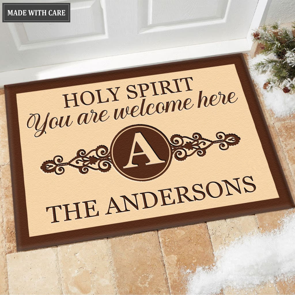 Luvingrace M99 Decorative Monogram Collection Holy Spirit Personalized Doormat