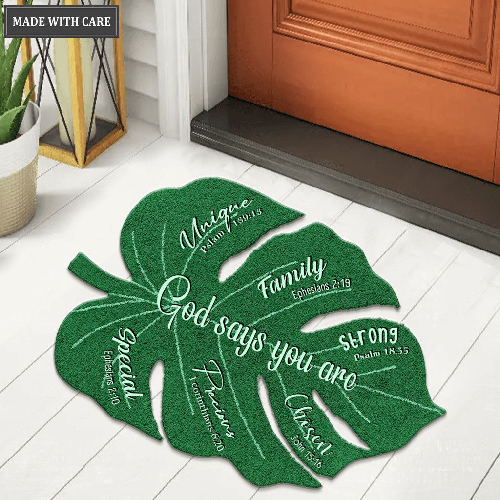 God Says You Are Urban Outfitters Monstera Leaf Shaped Luxurious Doormat