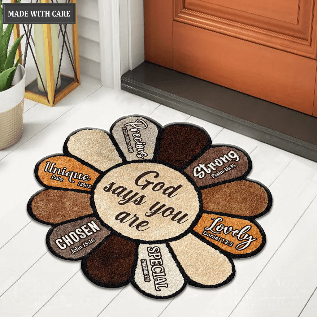 Sunflower God Says You Are Shaped Luxurious Doormat