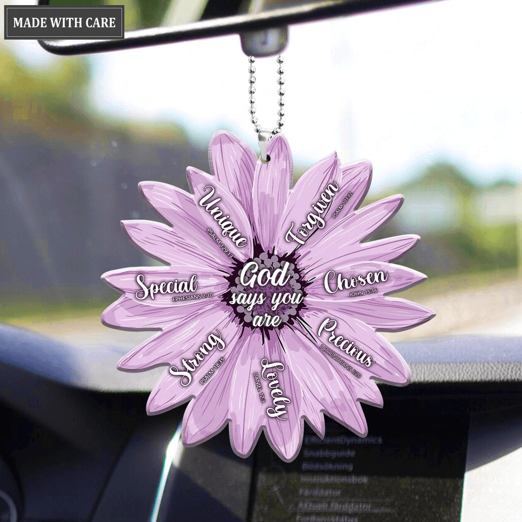 Purple Daisy God Says You Are Ornament