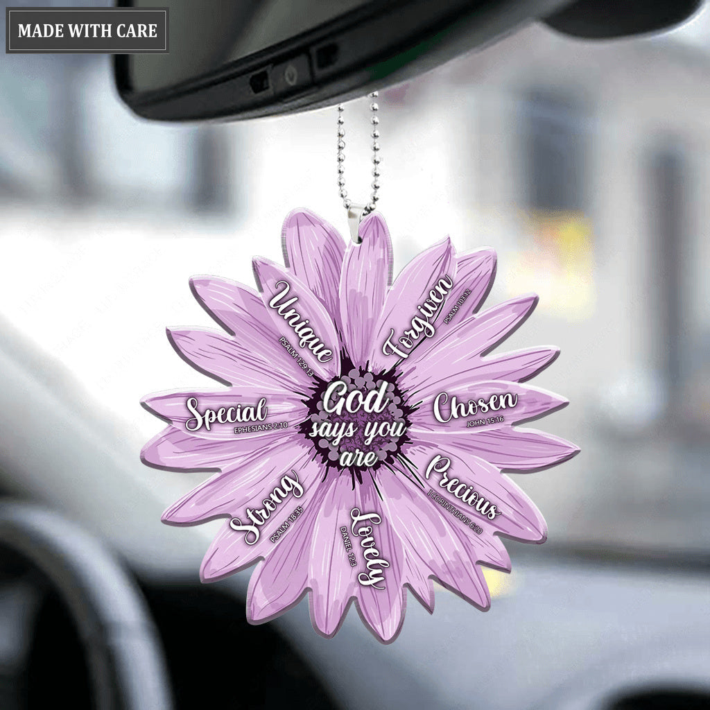 Purple Daisy God Says You Are Ornament