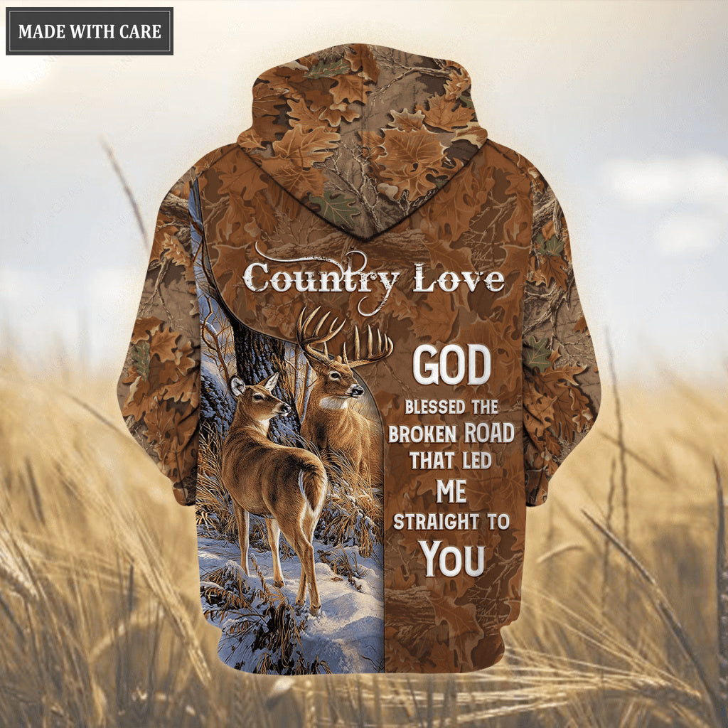 Country Love Deer God Blessed Hoodie