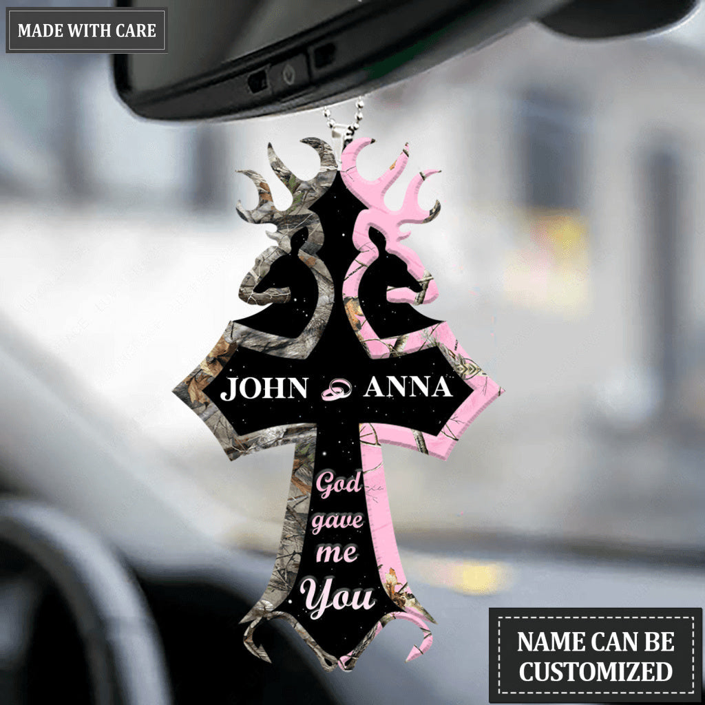 Personalized Buck And Doe Cross God Gave Me You Ornament