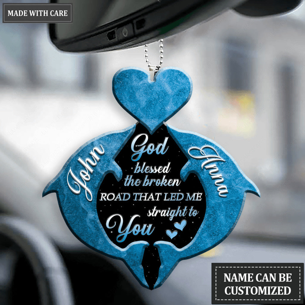 Personalized Dolphin Heart God Blessed Ornament