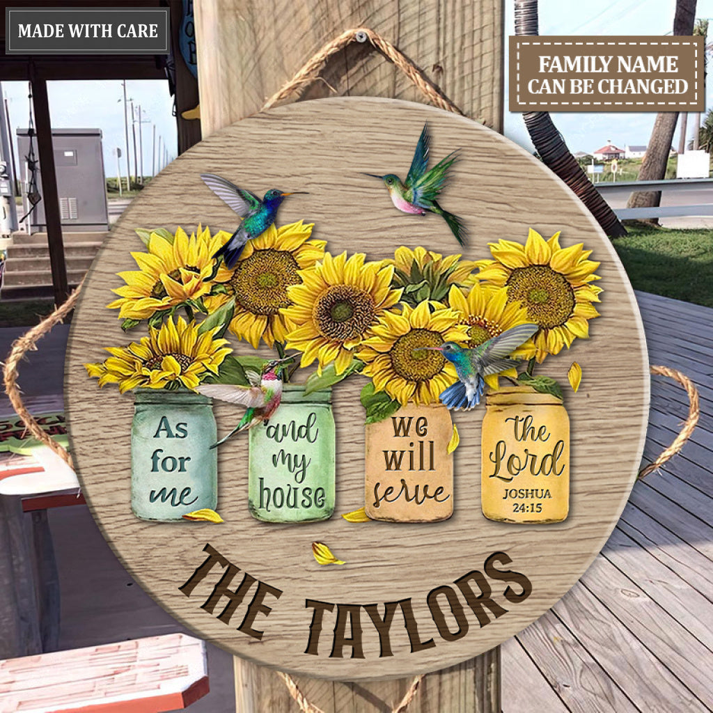 Personalized Sunflower Pots As For Me And My House Wood Circle Sign