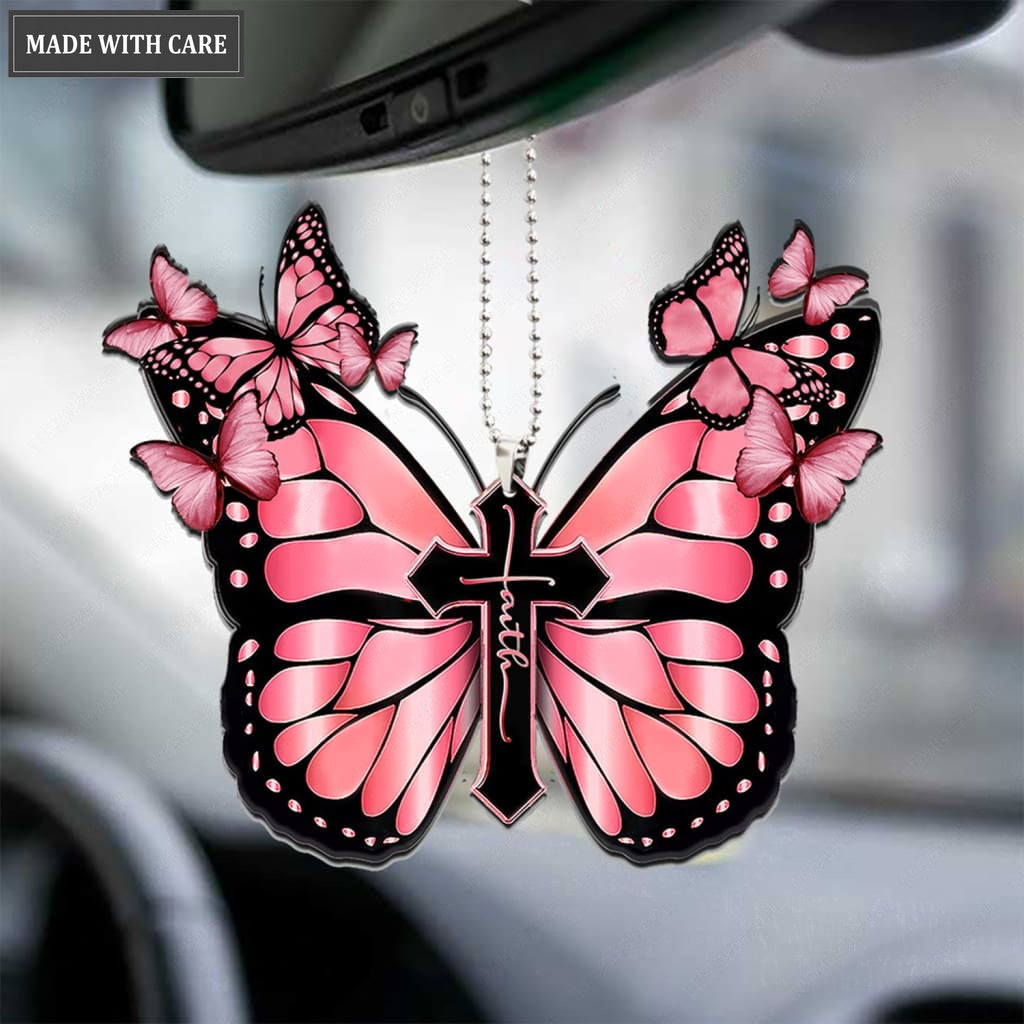 Purple Butterfly Cross Ornament