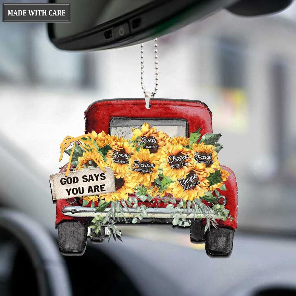 Sunflower Blue Truck God Says You Are Ornament