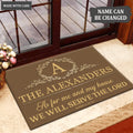 Printfamily L221 Elegant Vintage Monogram Collection As For My House Personalized Doormat