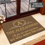 Printfamily L221 Elegant Vintage Monogram Collection As For My House Personalized Doormat