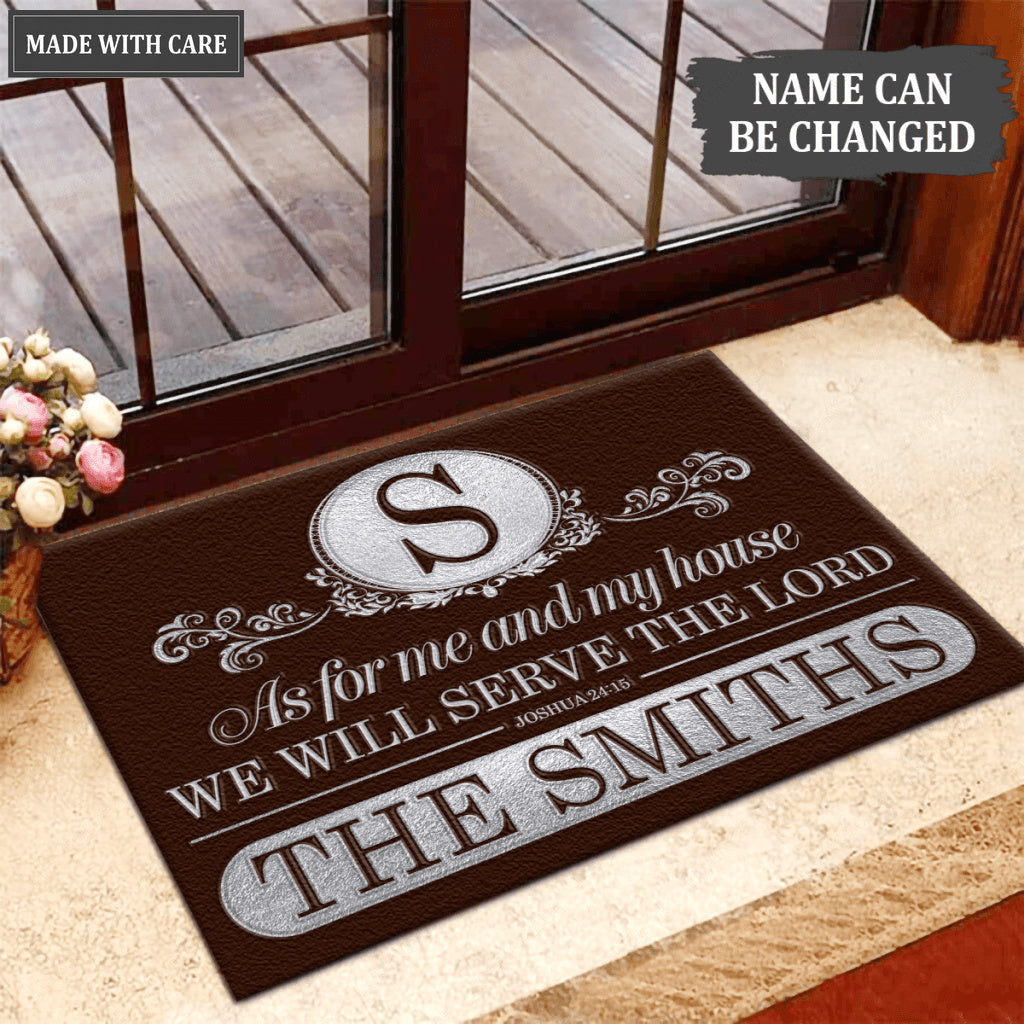 Printfamily L223 Elegant Vintage Monogram Collection As For My House Personalized Doormat