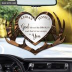 Antler Heart For Couple God Blessed Personalized Ornament