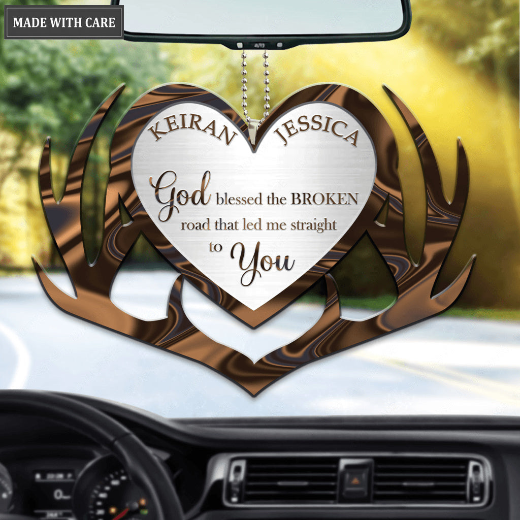 Antler Heart For Couple God Blessed Personalized Ornament